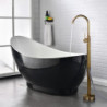 Floor Mount Standing Bathtub Tap: 360° Swivel, Freestanding Tub Filler, Brass Spout, High Flow Shower Mixer Tap