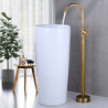 Floor Mount Standing Bathtub Tap: 360° Swivel, Freestanding Tub Filler, Brass Spout, High Flow Shower Mixer Tap