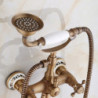 Antique Copper Clawfoot Tub Filler: Wall Mount, Hot/Cold Water Mixer, Handheld Shower, 2 Cross Handles, Vintage Style