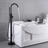 Freestanding Bathtub Filler: Floor Mount, Brass, 360° Swivel High Arc Spout, Standing Shower, Clawfoot Tub, Handheld Shower Mixe