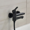 Wall Mounted Bathtub Tap: Black Finish, 3 Spouts, Roman Tub Filler, Brass, 2 Sprayers, Bidet Sprayer