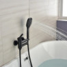 Wall Mounted Bathtub Tap: Black Finish, 3 Spouts, Roman Tub Filler, Brass, 2 Sprayers, Bidet Sprayer