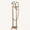 Retro Style Bathtub Tap: Floor Mounted, Brass, Telephone Shape, Electroplated Finish, Two Handles, Two Holes, Handshower, and Dr