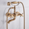 Wall Mounted Bathtub Tap: Brass, Rainfall Shower Mixer, Handshower, Cold/Hot Water