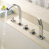 Deck Mounted Bathtub Tap: Brass Bath Roman Tub Filler Mixer Tap with Handheld Shower, 5 Hole 3 Handle Sprayer, Cold Hot Water Ho