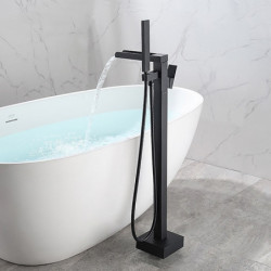 Minimalist Free Standing Bathtub Tap: Electroplated Brass Valve Bath Shower Mixer Taps