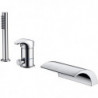 Stainless Steel Widespread Bathtub Tap: Waterfall Contemporary Chrome Ceramic Valve Bath Shower Mixer Taps with Hot and Cold Swi