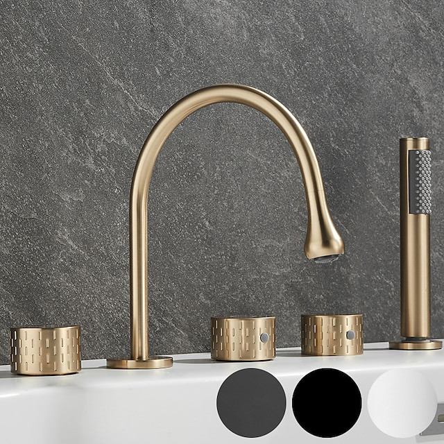 Contemporary Electroplated Roman Tub Bathtub Tap: Brass Valve Bath Shower Mixer Taps