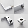 Contemporary Chrome Free Standing Bathtub Tap: Ceramic Valve Bath Shower Mixer Taps with Three Handles Three Holes