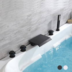 Contemporary Electroplated Roman Tub Bathtub Tap: Ceramic Valve Bath Shower Mixer Taps