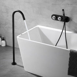 Modern Contemporary Free Standing Bathtub Tap: Electroplated Ceramic Valve Bath Shower Mixer Taps