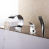 Contemporary Chrome Bathtub Tap: Roman Tub Ceramic Valve Bath Shower Mixer Taps with Single Handle, Three Holes