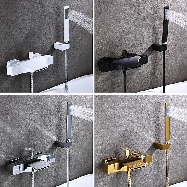 Contemporary Electroplated Wall Mounted Bathtub Tap: Ceramic Valve Bath Shower Mixer Taps