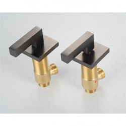 Widespread Bathroom Sink Mixer Tap: Brass 3 Hole 2 Handle Basin Tap Deck Mounted, Washroom Basin Vessel Water Tap with Hot and C