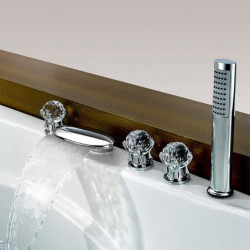 Contemporary Chrome Bathtub Tap: Roman Tub Brass Valve Bath Shower Mixer Taps