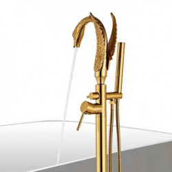 Contemporary Chrome Floor Mounted Bathtub Tap: Ceramic Valve Bath Shower Mixer Taps