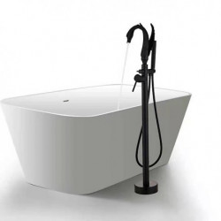 Contemporary Chrome Floor Mounted Bathtub Tap: Ceramic Valve Bath Shower Mixer Taps