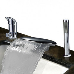 Stainless Steel Bathtub Tap: Roman Tub Contemporary Chrome Single Handle Three Holes Bath Shower Mixer Taps with Hot and Cold Sw