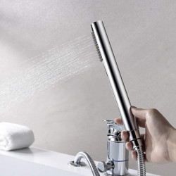 Stainless Steel Bathtub Tap: Roman Tub Contemporary Chrome Single Handle Three Holes Bath Shower Mixer Taps with Hot and Cold Sw