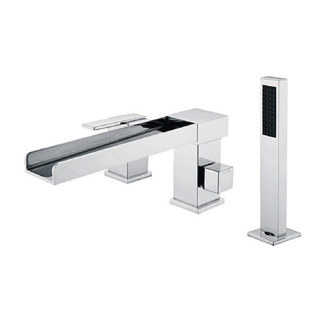 Waterfall Bathtub Mixer Tap: Chrome Bathroom Shower Tap for 3 Holes Bathtub