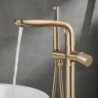 Freestanding Floor Mount Bathtub Tap: Brass High Flow Shower Taps with Handheld Shower Mixer Taps Swivel Spout in Gun Grey or Br