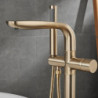 Freestanding Floor Mount Bathtub Tap: Brass High Flow Shower Taps with Handheld Shower Mixer Taps Swivel Spout in Gun Grey or Br