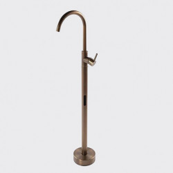 Vintage Freestanding Antique Brass Bathtub Tap: 360 Swivel Spout Floor Mount Bath Tub Shower Filler Mixer Taps, with Hot and Col