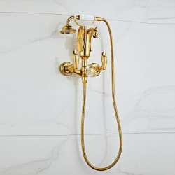 Retro Vintage Electroplated Wall Installation Bathtub Tap: Brass Valve Bath Shower Mixer Taps