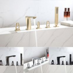 Modern Contemporary Electroplated Bathtub Tap: Roman Tub Ceramic Valve Bath Shower Mixer Taps