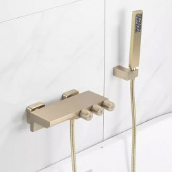 Modern Bathtub Tap with Gold, White, Black Finish: Wall Mount Shower Wand Bath Shower Mixer Taps for Bathroom Hotel Farmhouse Ca