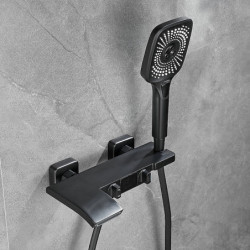 Pressure Balance Waterfall Shower Taps: Minimalist Style High Pressure High Flow Bath Shower Mixer Taps with Handheld Tap, Ceram