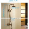 Rainfall Shower System Tap Set: Ceramic Valve Bath Shower Mixer Taps with Two Handles, Three Holes, Hot and Cold Switch