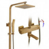 Traditional Brass Wall Mounted Shower Tap Set: Handshower Included Pullout Rainfall Shower, Ceramic Valve Bath Shower Mixer Taps