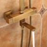 Traditional Brass Wall Mounted Shower Tap Set: Handshower Included Pullout Rainfall Shower, Ceramic Valve Bath Shower Mixer Taps