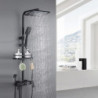 LED Display Thermostatic Shower Tap Set: Handshower Included Pullout Shelf Rainfall Shower, Electroplated Mount Outside, Ceramic