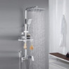 LED Display Thermostatic Shower Tap Set: Handshower Included Pullout Shelf Rainfall Shower, Electroplated Mount Outside, Ceramic