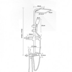 LED Display Thermostatic Shower Tap Set: Handshower Included Pullout Shelf Rainfall Shower, Electroplated Mount Outside, Ceramic