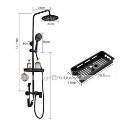 Shower System Tap Combo Set with 8" Rain Showerhead: Multi-Function Hand Shower, Adjustable Slide Bar, Soap Dish Wall Mounted Ce