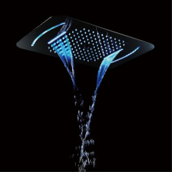 LED Shower Tap with Chrome Finish: 58x38cm SUS304, 3 Function Rainfall Waterfall Mist, Ceiling Mounted, Light Remote Control