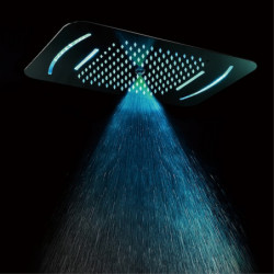 LED Shower Tap with Chrome Finish: 58x38cm SUS304, 3 Function Rainfall Waterfall Mist, Ceiling Mounted, Light Remote Control