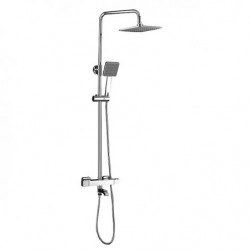 Rainfall Shower Head System Tap Set with Thermostatic Mixer Valve: Handshower Included Pullout Rainfall Shower, Contemporary Ele