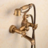 Brass Shower Tap Set with Bathtub Spout Shower System: 2 Knob Handle Telephone Style Heldhand Showerhand, 1.5m Hose Wall Mounted