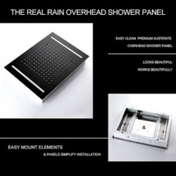 Matte Black Bathroom Shower Tap Complete with LED Stainless Steel Shower Head Ceiling Mounted Ti-PVD Feature - Design / Rainfall