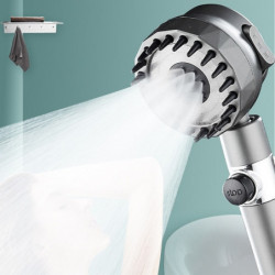 High Pressure 3-Mode Message Handheld Shower Head With Stop Button: Water Saving Spray Nozzle Bathroom Accessories