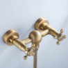 Antique Brass Wall Mounted Bathtub Tap with Handheld Shower: Retro Style Hot and Cold Water Bath Fitting for Bathroom Shower