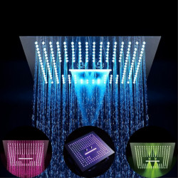 Concealed LED Light Rainfall Shower Head: 16 Inch Ceiling Rainfall Showerhead 304 Stainless Steel, 3 Functions Led Showerhead Sq
