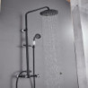 Black Brass Two Handles Shower Systerm Set: Three Holes Adjustable Electroplated Rainfall High Pressure Shower Mixer Taps with R