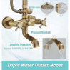 Rainfall Antique Brass Shower Fixture Shower System Set: 8 Inch Shower Head Handled Shower Waterfall Tub Spout Wall Mounted Outd