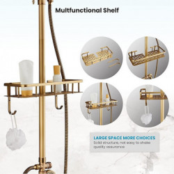 Rainfall Antique Brass Shower Fixture Shower System Set: 8 Inch Shower Head Handled Shower Waterfall Tub Spout Wall Mounted Outd