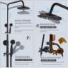 Copper Rainfall Antique Oil-rubbed Bronze Shower System Tap Set: Two Handles Three Holes Bath Shower Mixer Taps with Hot and Col